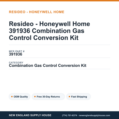 Resideo - Honeywell Home 391936 Combination Gas Control Conversion Kit — New England Supply House spec card [NESH-SPEC-CARD-V2]