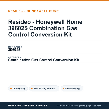 Resideo - Honeywell Home 396025 Combination Gas Control Conversion Kit — New England Supply House spec card [NESH-SPEC-CARD-V2]