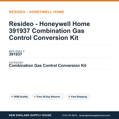Resideo - Honeywell Home 391937 Combination Gas Control Conversion Kit — New England Supply House spec card [NESH-SPEC-CARD-V2]