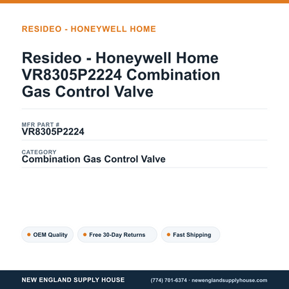 Resideo - Honeywell Home VR8305P2224 Combination Gas Control Valve — New England Supply House spec card [NESH-SPEC-CARD-V2]