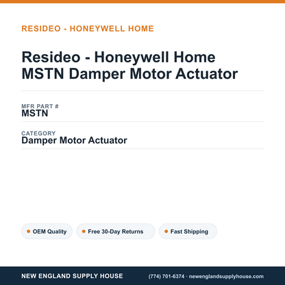 Resideo - Honeywell Home MSTN Damper Motor Actuator — New England Supply House spec card [NESH-SPEC-CARD-V2]