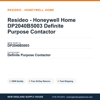 Resideo - Honeywell Home DP2040B5003 Definite Purpose Contactor — New England Supply House spec card [NESH-SPEC-CARD-V2]