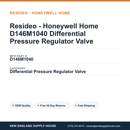 Resideo - Honeywell Home D146M1040 Differential Pressure Regulator Valve — New England Supply House spec card [NESH-SPEC-CARD-V2]