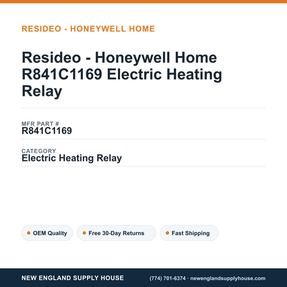 Resideo - Honeywell Home R841C1169 Electric Heating Relay — New England Supply House spec card [NESH-SPEC-CARD-V2]