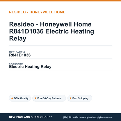 Resideo - Honeywell Home R841D1036 Electric Heating Relay — New England Supply House spec card [NESH-SPEC-CARD-V2]
