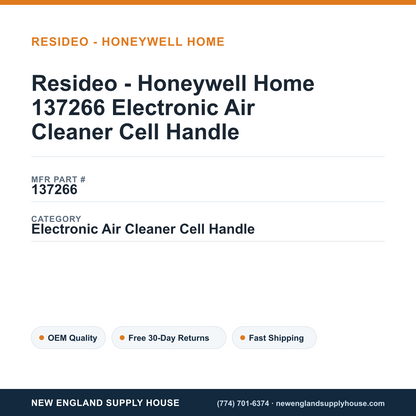 Resideo - Honeywell Home 137266 Electronic Air Cleaner Cell Handle — New England Supply House spec card [NESH-SPEC-CARD-V2]