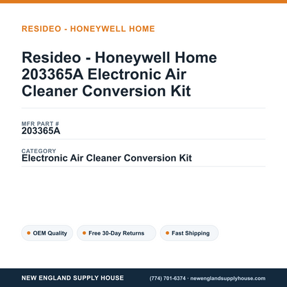 Resideo - Honeywell Home 203365A Electronic Air Cleaner Conversion Kit — New England Supply House spec card [NESH-SPEC-CARD-V2]