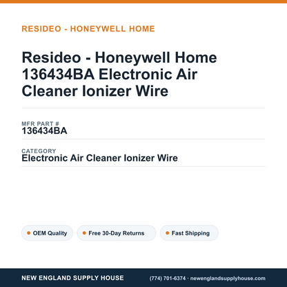 Resideo - Honeywell Home 136434BA Electronic Air Cleaner Ionizer Wire — New England Supply House spec card [NESH-SPEC-CARD-V2]
