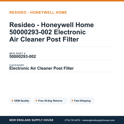 Resideo - Honeywell Home 50000293-002 Electronic Air Cleaner Post Filter — New England Supply House spec card [NESH-SPEC-CARD-V2]