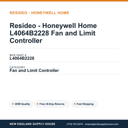 Resideo - Honeywell Home L4064B2228 Fan and Limit Controller — New England Supply House spec card [NESH-SPEC-CARD-V2]