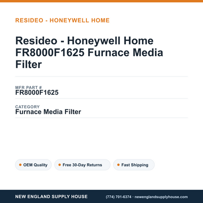 Resideo - Honeywell Home FR8000F1625 Furnace Media Filter — New England Supply House spec card [NESH-SPEC-CARD-V2]