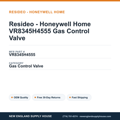Resideo - Honeywell Home VR8345H4555 Gas Control Valve — New England Supply House spec card [NESH-SPEC-CARD-V2]