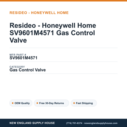 Resideo - Honeywell Home SV9601M4571 Gas Control Valve — New England Supply House spec card [NESH-SPEC-CARD-V2]