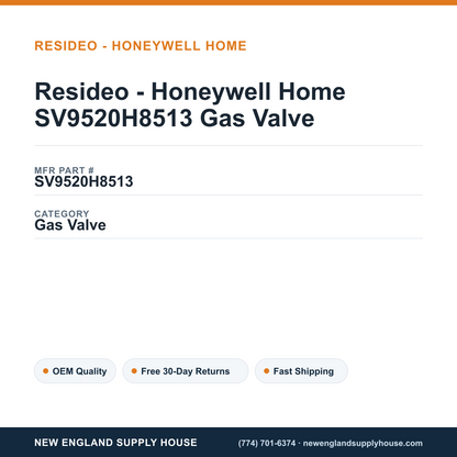 Resideo - Honeywell Home SV9520H8513 Gas Valve — New England Supply House spec card [NESH-SPEC-CARD-V2]