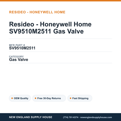 Resideo - Honeywell Home SV9510M2511 Gas Valve — New England Supply House spec card [NESH-SPEC-CARD-V2]