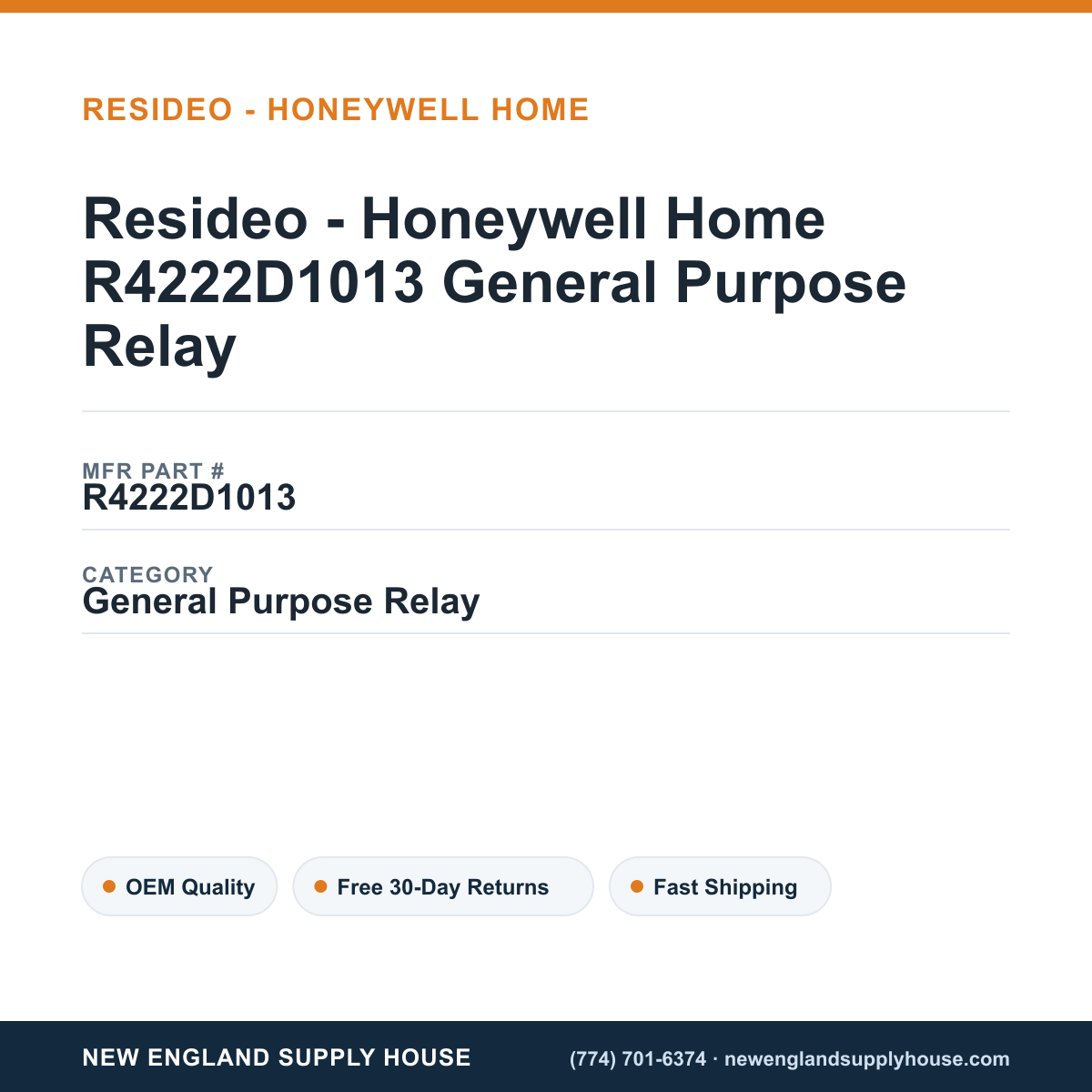 Resideo - Honeywell Home R4222D1013 General Purpose Relay — New England Supply House spec card [NESH-SPEC-CARD-V2]