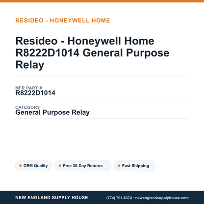 Resideo - Honeywell Home R8222D1014 General Purpose Relay — New England Supply House spec card [NESH-SPEC-CARD-V2]