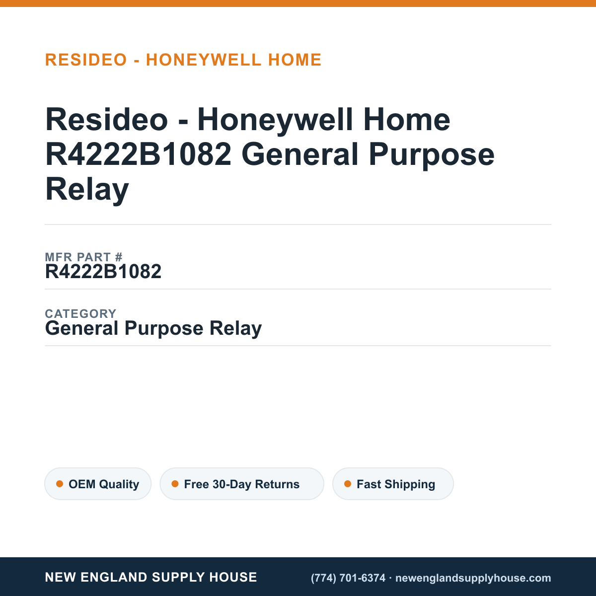Resideo - Honeywell Home R4222B1082 General Purpose Relay — New England Supply House spec card [NESH-SPEC-CARD-V2]