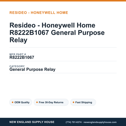 Resideo - Honeywell Home R8222B1067 General Purpose Relay — New England Supply House spec card [NESH-SPEC-CARD-V2]