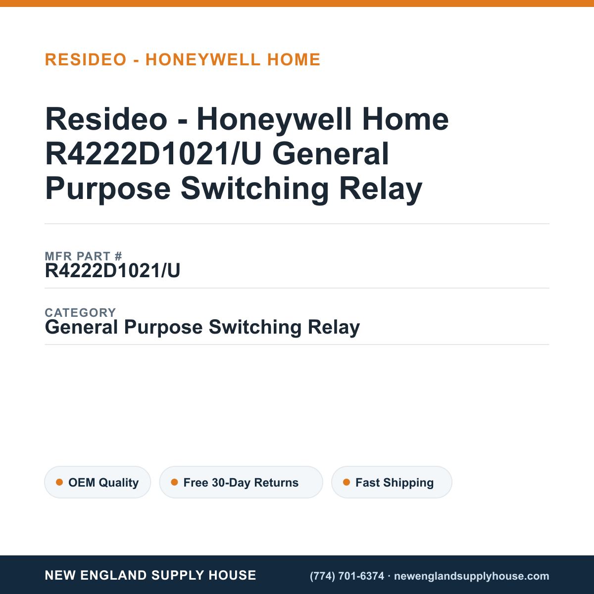 Resideo - Honeywell Home R4222D1021/U General Purpose Switching Relay — New England Supply House spec card [NESH-SPEC-CARD-V2]