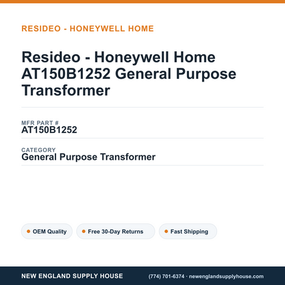 Resideo - Honeywell Home AT150B1252 General Purpose Transformer — New England Supply House spec card [NESH-SPEC-CARD-V2]