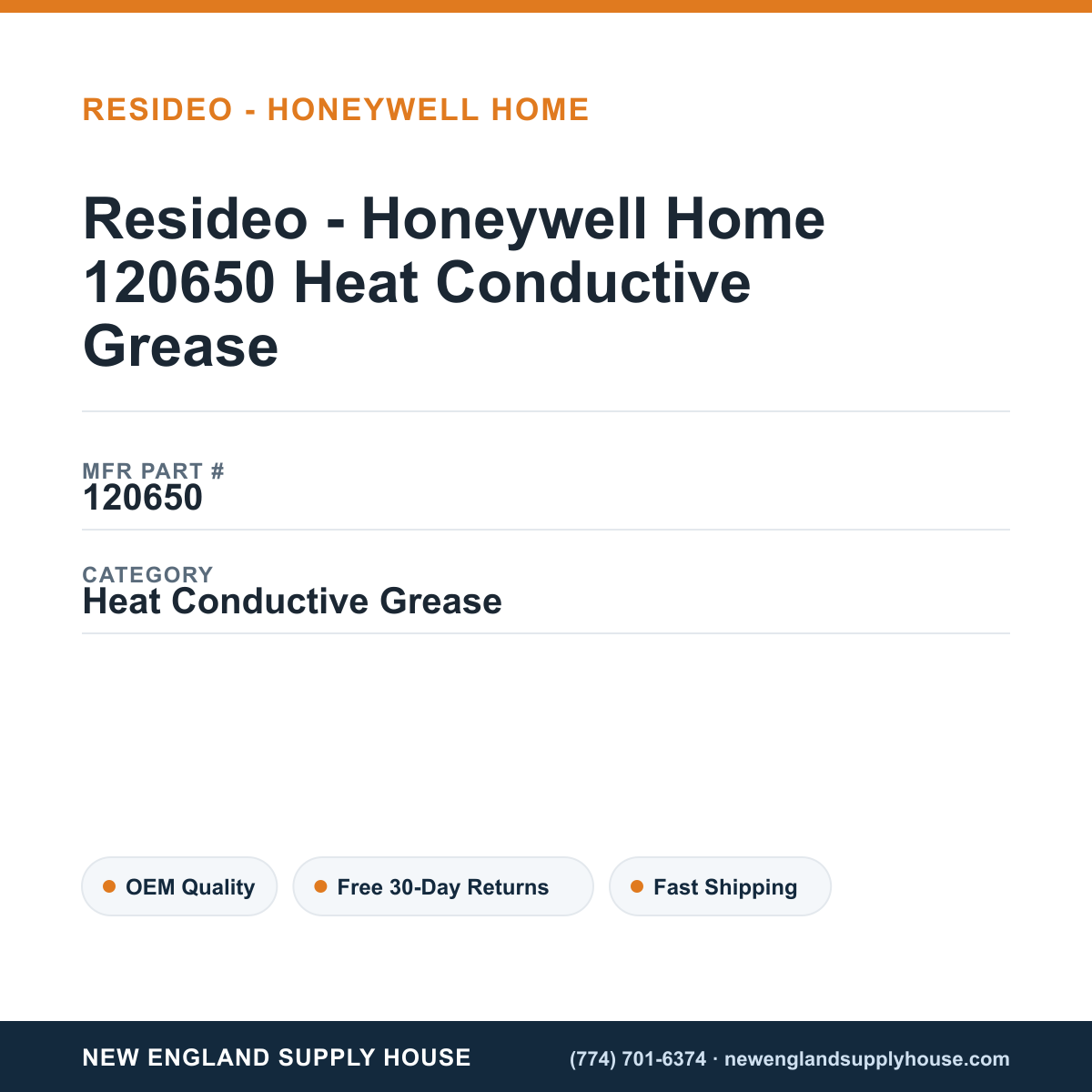 Resideo - Honeywell Home 120650 Heat Conductive Grease — New England Supply House spec card [NESH-SPEC-CARD-V2]
