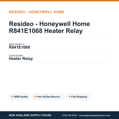 Resideo - Honeywell Home R841E1068 Heater Relay — New England Supply House spec card [NESH-SPEC-CARD-V2]