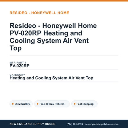 Resideo - Honeywell Home PV-020RP Heating and Cooling System Air Vent Top — New England Supply House spec card [NESH-SPEC-CARD-V2]