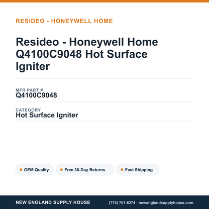 Resideo - Honeywell Home Q4100C9048 Hot Surface Igniter — New England Supply House spec card [NESH-SPEC-CARD-V2]
