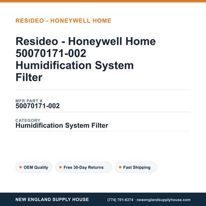 Resideo - Honeywell Home 50070171-002 Humidification System Filter — New England Supply House spec card [NESH-SPEC-CARD-V2]