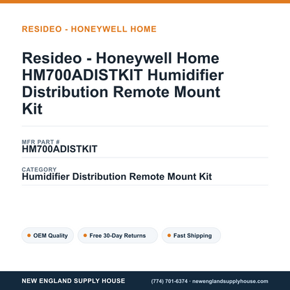 Resideo - Honeywell Home HM700ADISTKIT Humidifier Distribution Remote Mount Kit — New England Supply House spec card [NESH-SPEC-CARD-V2]