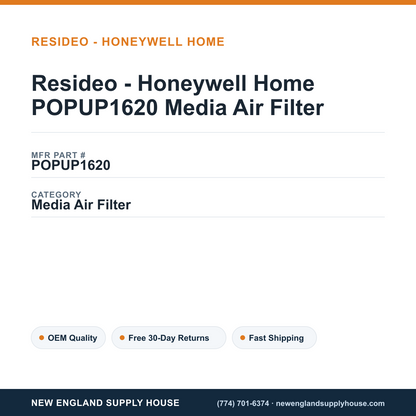 Resideo - Honeywell Home POPUP1620 Media Air Filter — New England Supply House spec card [NESH-SPEC-CARD-V2]