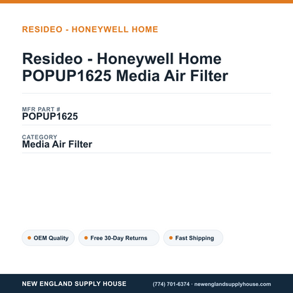 Resideo - Honeywell Home POPUP1625 Media Air Filter — New England Supply House spec card [NESH-SPEC-CARD-V2]