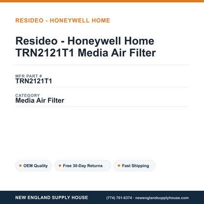 Resideo - Honeywell Home TRN2121T1 Media Air Filter — New England Supply House spec card [NESH-SPEC-CARD-V2]