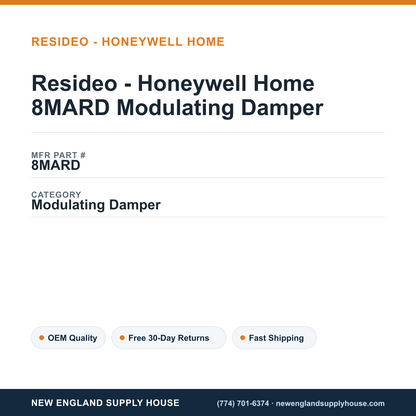 Resideo - Honeywell Home 8MARD Modulating Damper — New England Supply House spec card [NESH-SPEC-CARD-V2]