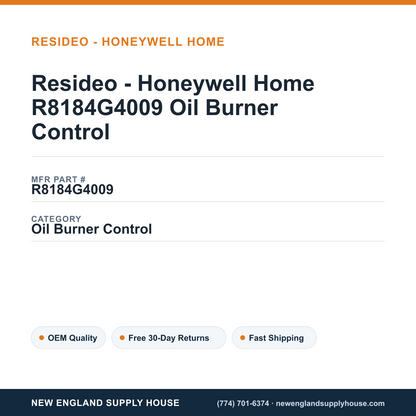 Resideo - Honeywell Home R8184G4009 Oil Burner Control — New England Supply House spec card [NESH-SPEC-CARD-V2]