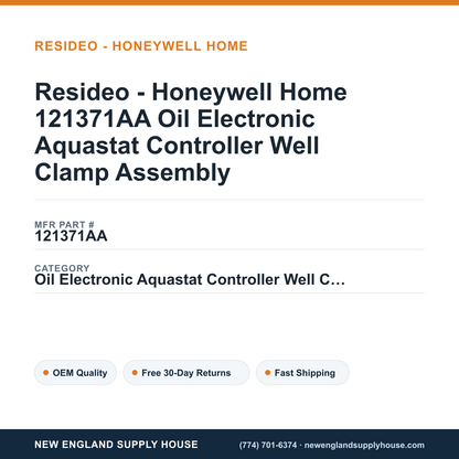 Resideo - Honeywell Home 121371AA Oil Electronic Aquastat Controller Well Clamp Assembly — New England Supply House spec card [NESH-SPEC-CARD-V2]