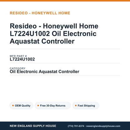 Resideo - Honeywell Home L7224U1002 Oil Electronic Aquastat Controller — New England Supply House spec card [NESH-SPEC-CARD-V2]