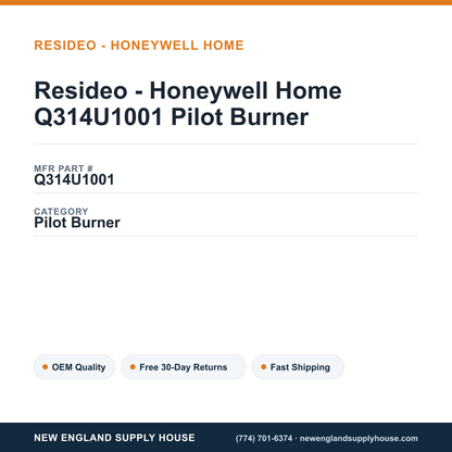 Resideo - Honeywell Home Q314U1001 Pilot Burner — New England Supply House spec card [NESH-SPEC-CARD-V2]