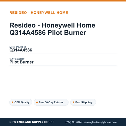 Resideo - Honeywell Home Q314A4586 Pilot Burner — New England Supply House spec card [NESH-SPEC-CARD-V2]
