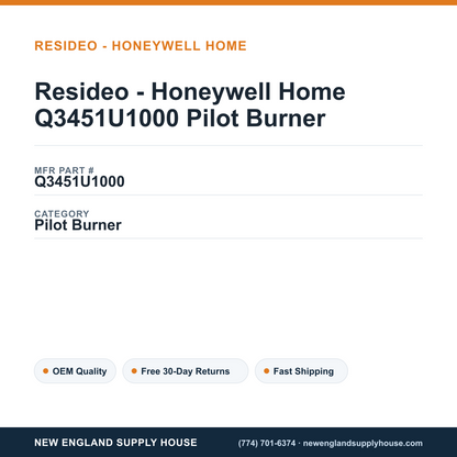 Resideo - Honeywell Home Q3451U1000 Pilot Burner — New England Supply House spec card [NESH-SPEC-CARD-V2]