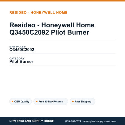 Resideo - Honeywell Home Q3450C2092 Pilot Burner — New England Supply House spec card [NESH-SPEC-CARD-V2]