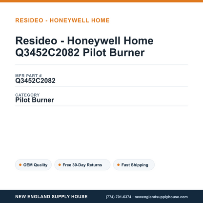 Resideo - Honeywell Home Q3452C2082 Pilot Burner — New England Supply House spec card [NESH-SPEC-CARD-V2]