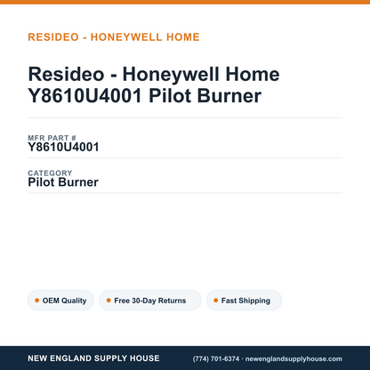 Resideo - Honeywell Home Y8610U4001 Pilot Burner — New England Supply House spec card [NESH-SPEC-CARD-V2]