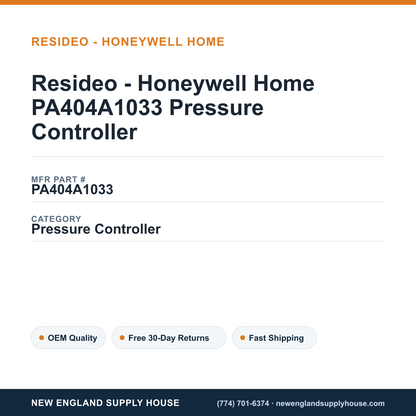 Resideo - Honeywell Home PA404A1033 Pressure Controller — New England Supply House spec card [NESH-SPEC-CARD-V2]