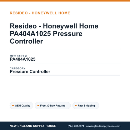 Resideo - Honeywell Home PA404A1025 Pressure Controller — New England Supply House spec card [NESH-SPEC-CARD-V2]