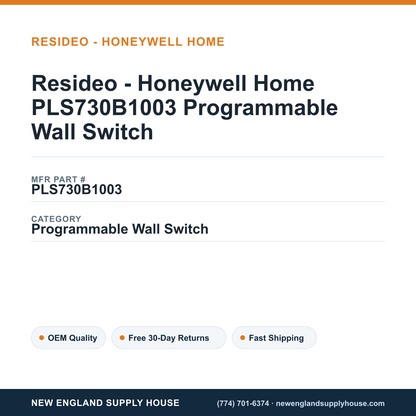 Resideo - Honeywell Home PLS730B1003 Programmable Wall Switch — New England Supply House spec card [NESH-SPEC-CARD-V2]