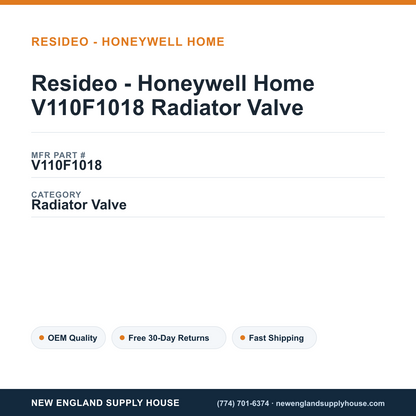 Resideo - Honeywell Home V110F1018 Radiator Valve — New England Supply House spec card [NESH-SPEC-CARD-V2]