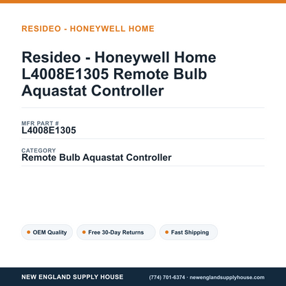 Resideo - Honeywell Home L4008E1305 Remote Bulb Aquastat Controller — New England Supply House spec card [NESH-SPEC-CARD-V2]