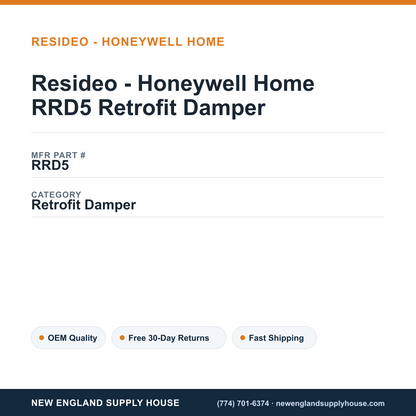 Resideo - Honeywell Home RRD5 Retrofit Damper — New England Supply House spec card [NESH-SPEC-CARD-V2]